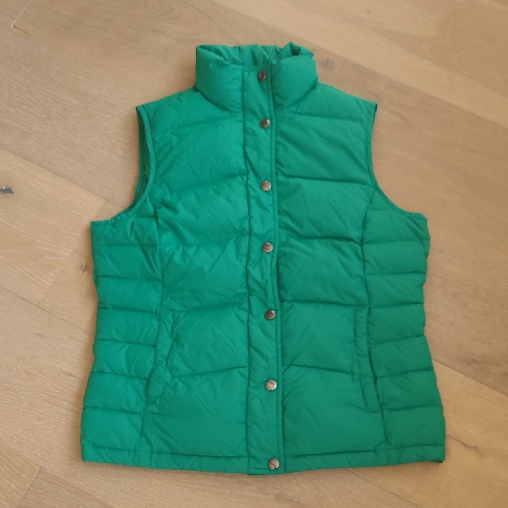 EUC Lands' End Down Filled Puffer Vest Women's sz 6/8(S) Snap Outerwear